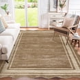 thumbnail image 6 of Towallmark 9x12 Washable Area Rug, Ultra Soft Low Pile Non-Slip Carpet, Modern Scalloped Print Floor Mat for Living Room Bedroom Home Decor, Brown, 6 of 9