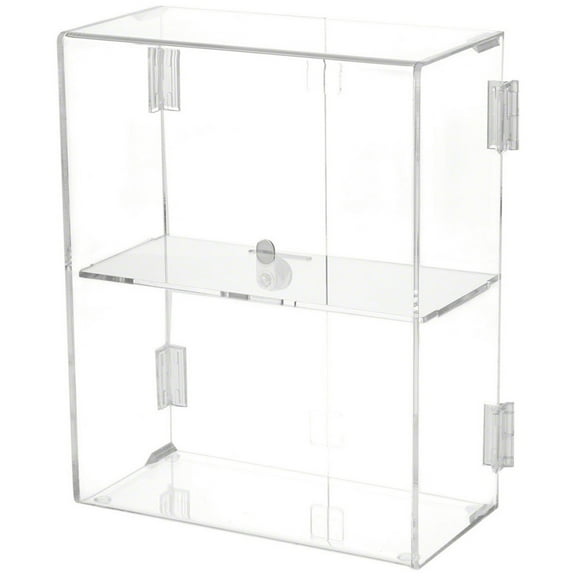 Plymor Clear Acrylic Rectangular Locking Display Case, 1 Shelf, 12.75" H x 10.25" W x 5" D