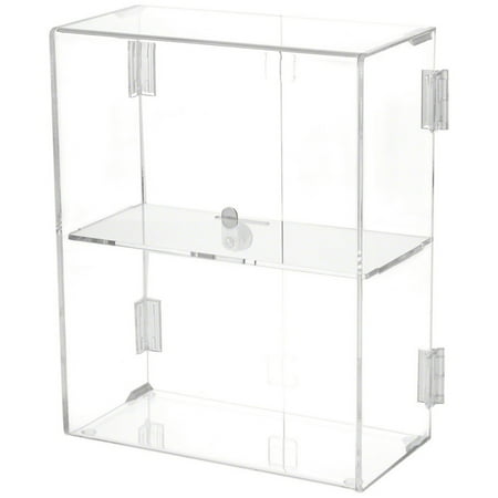 Plymor Clear Acrylic Rectangular Locking Display Case, 1 Shelf, 12.75" H x 10.25" W x 5" D