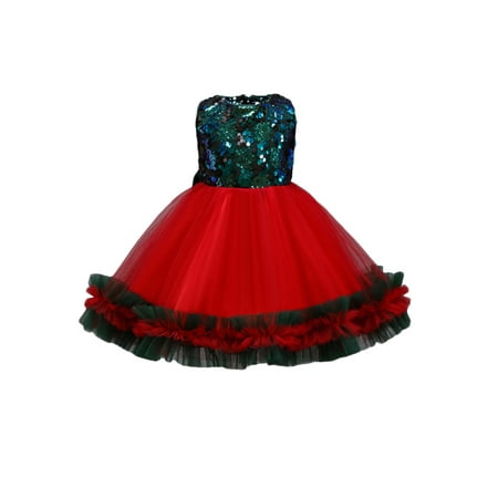 

Toddler Baby Girls Tulle Princess Dress Sleeveless Sequined Round Neck Ball Gown with Bowknot Lace Tutu Sundress