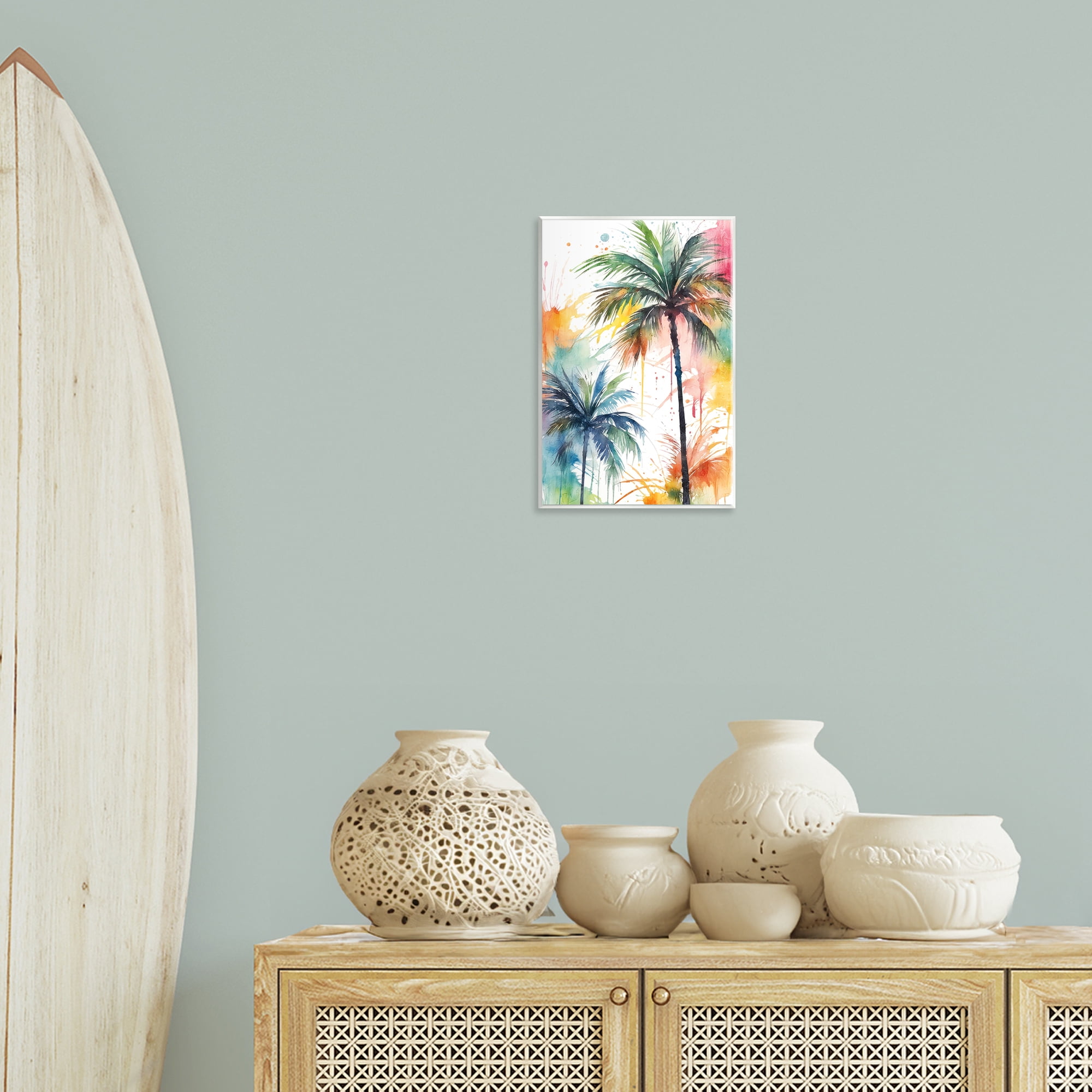 Stupell Industries Splashed Palm Trees Botanical & Floral Painting Unframed Art Print Wall Art, 10 x 15