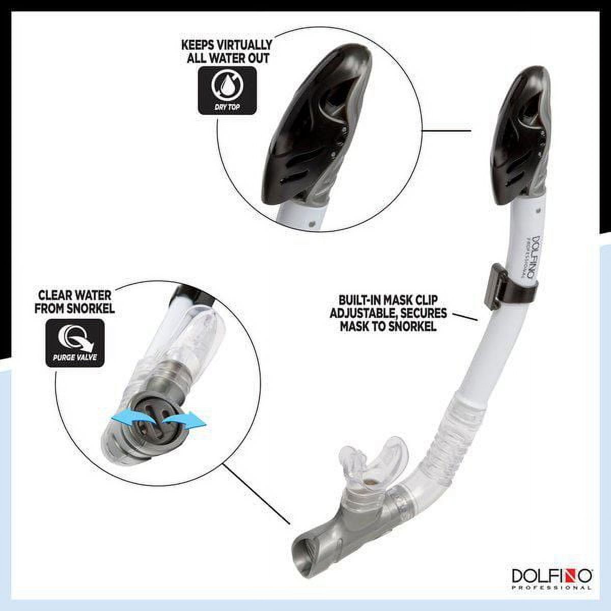 Dolfino Pro Gemini Adult Mask and Snorkel Combo - Silver