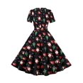 thumbnail image 3 of Vestido de fiesta adelgazante de manga corta con cuello cuadrado, estampado navideño, informal y elegante, hasta la rodilla, Carnaval para mujer, 3 of 4