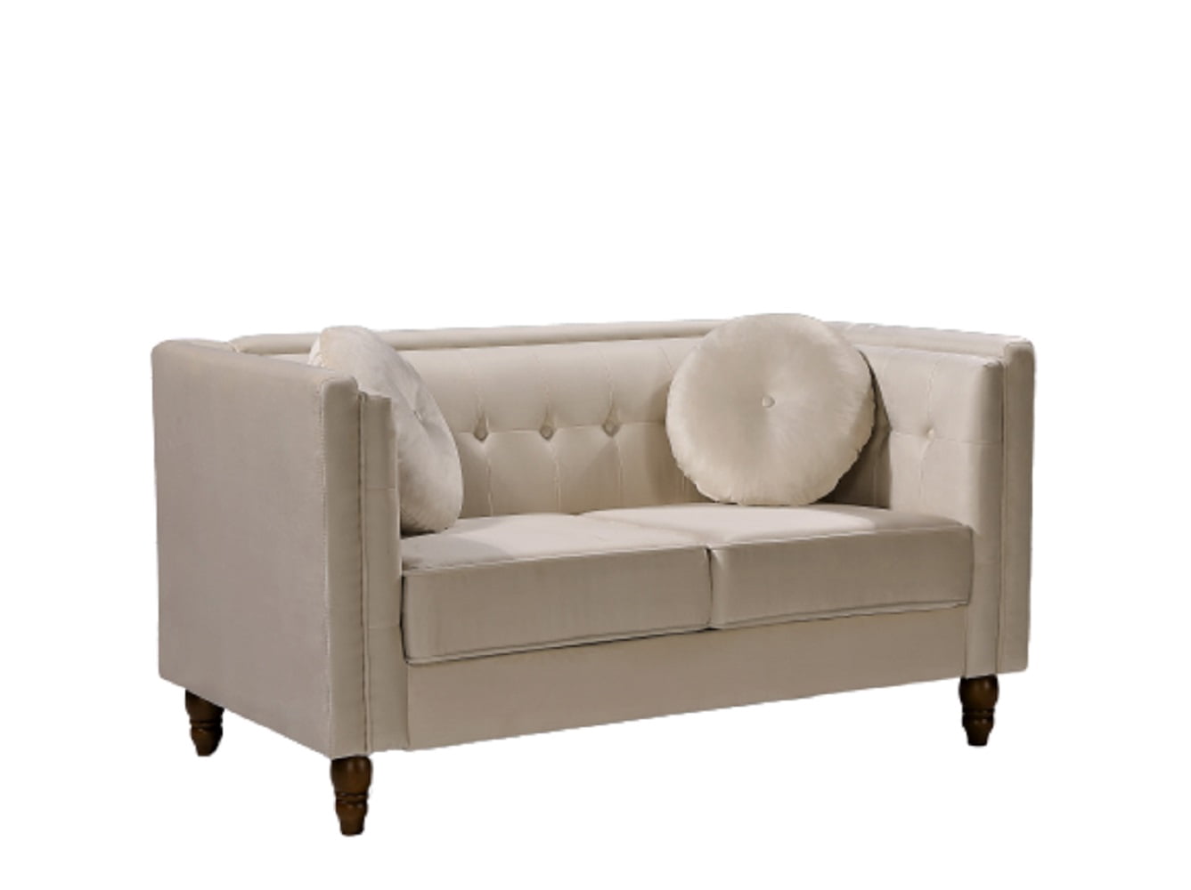 Uspridefurniture Velvet Loveseat,Removable Seat Cushions,Ivory