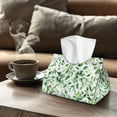 thumbnail image 4 of COEQINE PU Leather Facial Tissue Holder Facial Tissue Dispenser Rectangular Table Dryer Sheet Dispenser 7.95X4.92X4.52 Inch for Nightstand Dining Table Tabletop, Green Leaf, 2 Pcs, 4 of 7