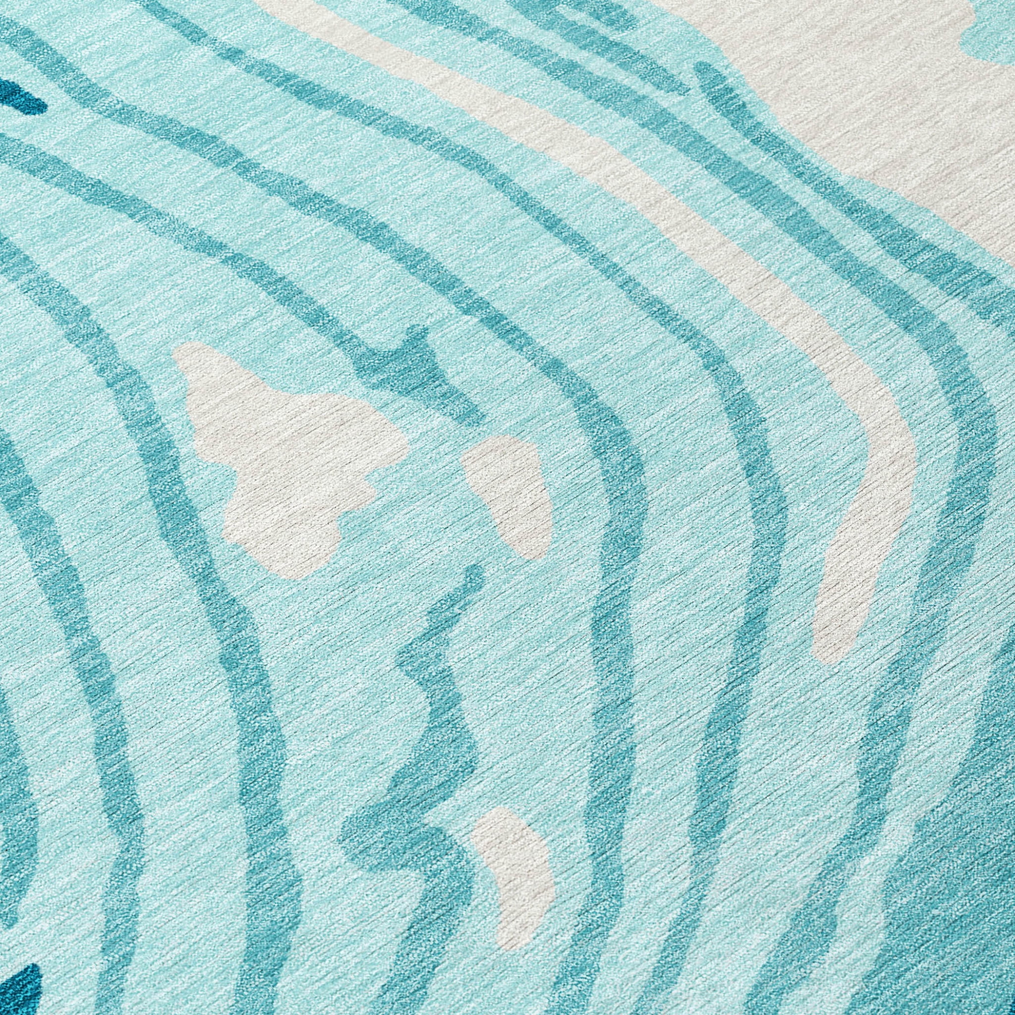 HomeRoots 601311 8 x 10 ft. Turquoise, Teal Blue & Gray Abstract Washable Indoor & Outdoor Rectangle Area Rug