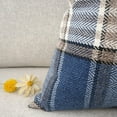 thumbnail image 5 of Retro Farmhouse Outdoor Buffalo Tartan Chequer Plaid Cotton Linen Decorative Throw Pillow Case Cushion Cover Pillowcase for Sofa 18 x 18 Inch,Set of 2,Blue/Stripe, 5 of 6
