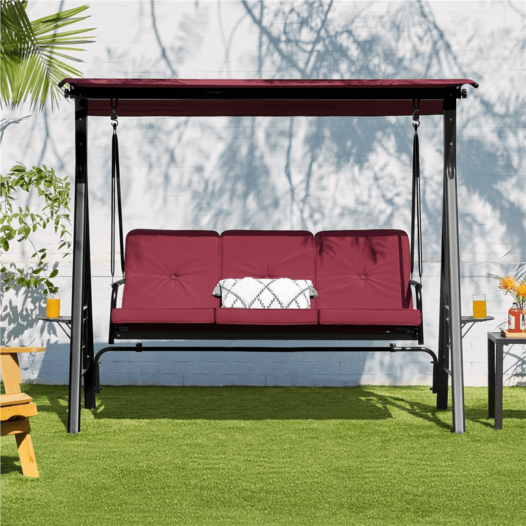 Alden Design 3-Seat Deluxe Swing Chair with Padded Seat