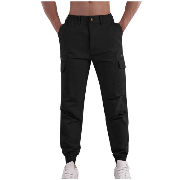 cllios Pantalon Cargo Ajusté pour Hommes en Coton Décontracté Pantalon Fuselé Multi-Poches Ajusté Taille Élastique Jogger