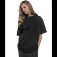 thumbnail image 3 of Camisetas Oversize para Mujer, Camisetas Vintage de Algodón, Cuello Redondo, Corta, Túnicas Lavadas de Verano. Negro XXL, 3 of 9