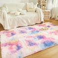 thumbnail image 2 of PERFEMET Plush Room Rug Pink Purple 3x5 Shag Area Rug Tie Dye Shag Bedroom Area Rug for Kids Girls Adult Fluffy Carpet for Nursery Dorm(3'x5', Pink Purple), 2 of 8