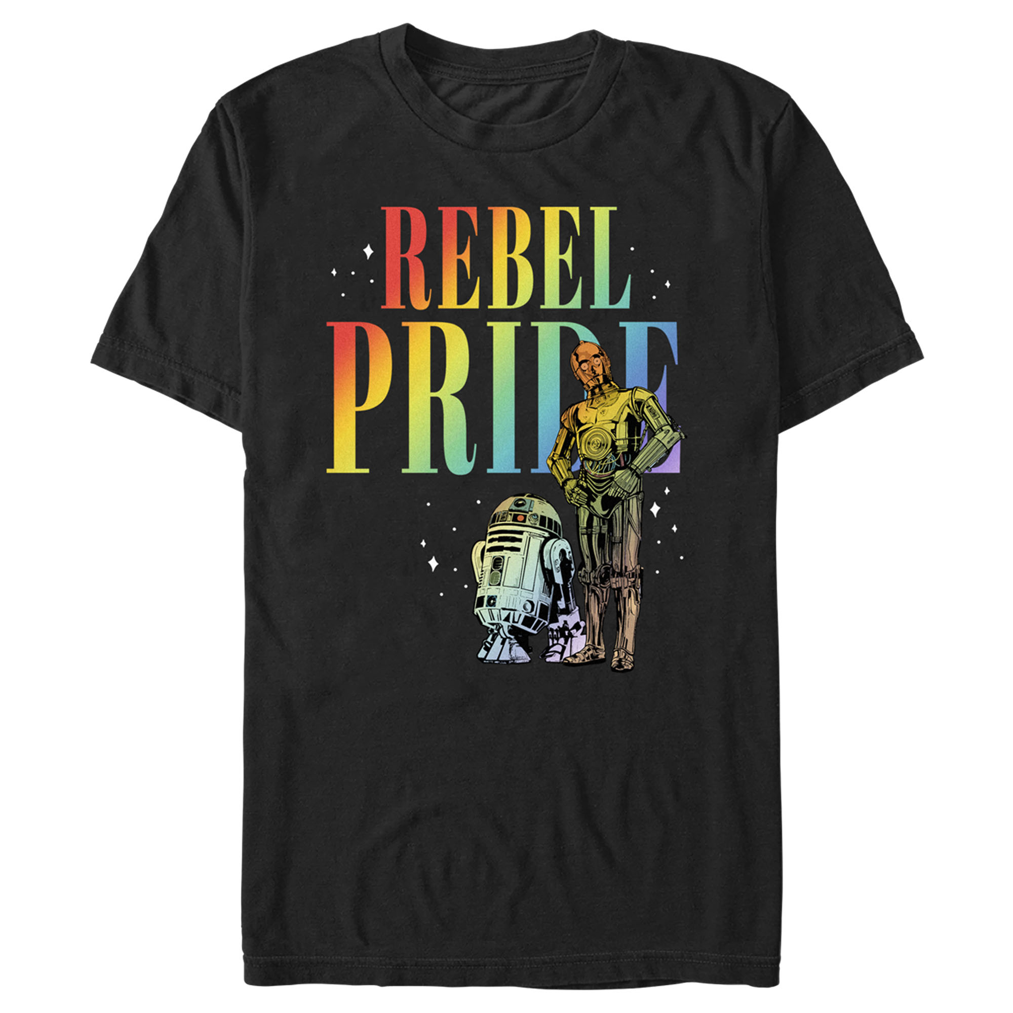 T-shirt Graphique Fierté Rebelle Star Wars C-3PO et R2-D2 pour Hommes Noir 3X Grand
