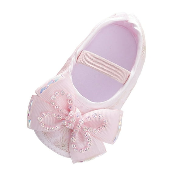Otqutp Princess Flower Girls Footwear Baby Lightweight Anti-Slip Shoes Fashion Soft Sole Toddler Shoes Pearl Dress Flower Princess Shoes Toddler Shoes