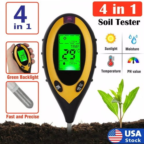 4-in-1 Digital PH Soil Tester LCD Moisture Plant Water Temperature Test Meter