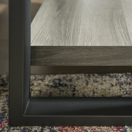 Walker Edison Industrial Wood and Metal End Table - Charcoal