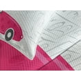 thumbnail image 4 of Ambesonne Cars Quilted Bedspread Set 3 Pcs, Woman Driving Vintage Car, Queen Size, Hot Pink Grey Black, 4 of 5