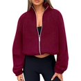 thumbnail image 1 of Chaquetas de Invierno para Mujer, de Forro , Larga, con Cremallera, , Cálidas, Estilo Otoño, para Hacer Ejercicio Rojo Vino S, 1 of 8