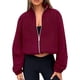 thumbnail image 1 of Chaquetas de Invierno para Mujer, de Forro , Larga, con Cremallera, , Cálidas, Estilo Otoño, para Hacer Ejercicio Rojo Vino M, 1 of 8