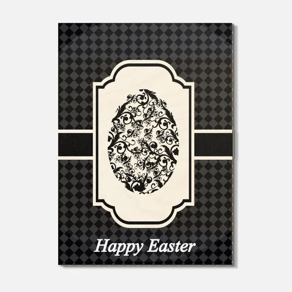 Happy Easter Greeting Card Ornate Egg 4'' X 4'' Square Wooden Coaster