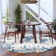 thumbnail image 4 of Ocean Jellyfish Round Living Room Rugs 6 ft, Blue Yellow Sea Star Shell Coral Washable Area Rug with Non-Slip Sturdy Edge Binding Round Carpet for Kitchen Office Bedroom, 4 of 9