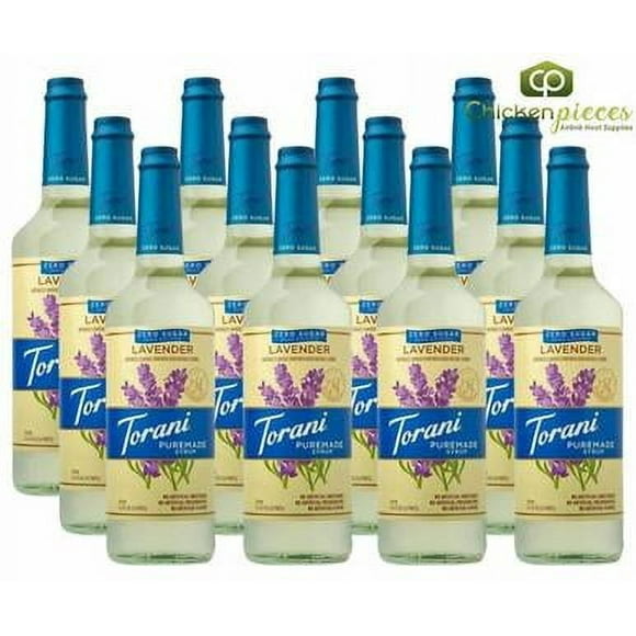 Torani Puremade Zero Sugar Lavender Flavoring Syrup – Handcrafted Herbaceous Lavender Essence & Natural Stevia-Monk Fruit Sweetening, 750 mL (25.36 oz) Premium Glass Bottle