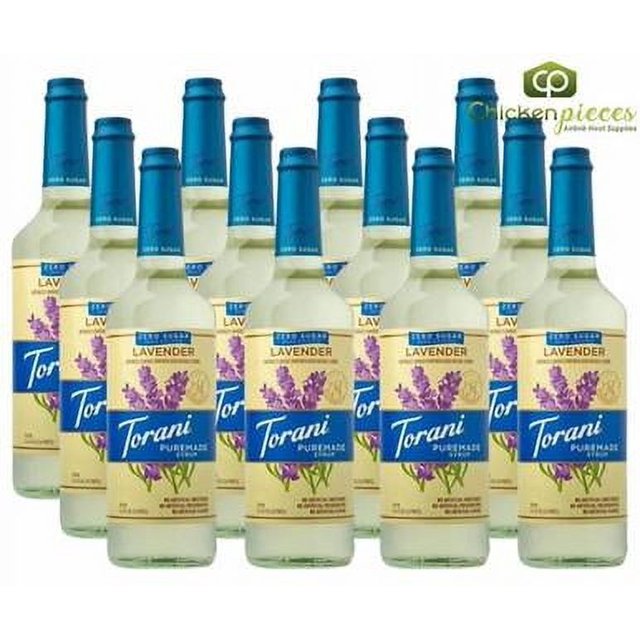 Torani Puremade Zero Sugar Lavender Flavoring Syrup – Handcrafted Herbaceous Lavender Essence & Natural Stevia-Monk Fruit Sweetening, 750 mL (25.36 oz) Premium Glass Bottle