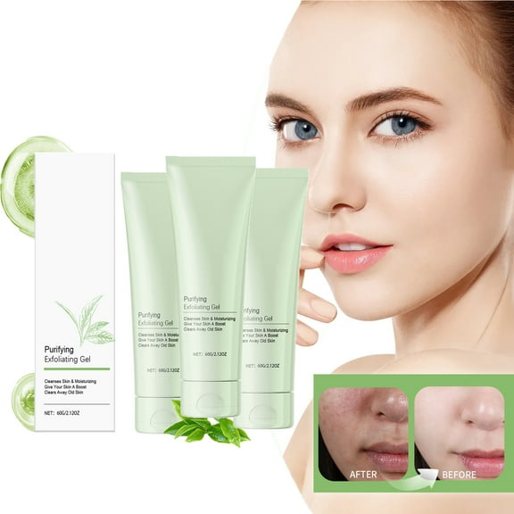 ONLYEOR 3pcs Facial Exfoliating Gel, Purifying Exfoliating Gel Moisturizing Cleanses Skin, Facial Scrub Exfoliator, Body Exfoliating Scrub Gel and Deep Cleansing Face, Cleansing Moisturizing