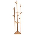 thumbnail image 3 of XKHZJL Wood Coat Rack, Freestanding Coat Rack with 3 Shelves and 9 Hooks, Coat tree for Bedroom, Entryway, Livingroom, Coat Hanger Stand for Coats, Scarves, Handbags, 3 of 9