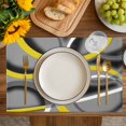 thumbnail image 4 of Yellow Geometric Placemats Set of 6, Gray Black Retro Abstract Stripes Lines Placemats for Dining Table, Place Mats for Kitchen Tabletop, Waterproof Wipeable Dining Table Mats Set, 4 of 9