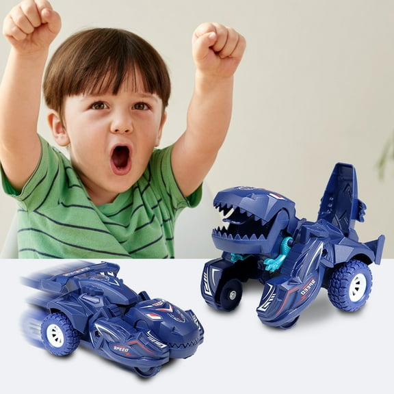 Dinosaur Transforming Toy Car for Kids Ages 3 - 2-in-1 Dino Race Car to Dinosaur Toy, Sturdy Plastic No Battery Holiday Gift for Boys & Girls (Birthday, Christmas, Stocking Stuffer)