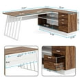 thumbnail image 7 of Tribesigns 71 Inch Modern Executive Desk, L-Shaped Desk with Cabinet,Brown and White, 7 of 7