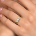 thumbnail image 4 of Gem Stone King 18K Yellow Gold Plated Silver Sky Blue Aquamarine and Peach Morganite Engagement Ring for Women | 1.30 Cttw | Round 5MM | Gemstone March Birthstone | Size 6, 4 of 6
