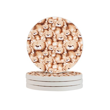 

Circular Drink Coasters Set Lovely Bear Beautiful Home Decor Diatomite Heat-Resistant Diatomite Protect Table Countertop