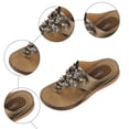 thumbnail image 5 of Rokment Women's Flower Orthopedic Flip Flops with Massage Sole Comfortable Arch Support Platform Wedge Walking Thong Sandals Boho Beach Casual Leather Dress Slip on Slides for Vacation Grey Size 9.5, 5 of 7