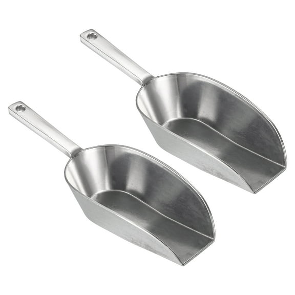 Uxcell Aluminum 7.09" Small Ice Maker Flour Cereal Sugar Utility Shovel Ice Scoops, Silver 2 Pack