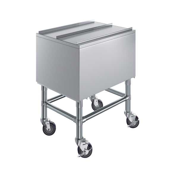 AmGood 18-1/2 in. x 24 in. Mobile Ice Bin with Sliding Lid – Stainless Steel, Insulated, with Bottle Holders & Casters