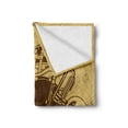 thumbnail image 2 of Music Soft Flannel Fleece Throw Blanket, Jazz Music Equipments with Vintage Background Retro Style in Music Themed Print, Cozy Plush for Indoor and Outdoor Use, 70" x 90", Cream Brown, by Ambesonne, 2 of 6