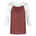 thumbnail image 4 of Womens Tops Dressy Casual 3/4 Sleeve Shirts Summer Floral Three Quarter Length Blouse Loose Fit Crewneck Pullover Tee Women's Fashion Color Block T-shirt Blouse Casual Tops, 4 of 5
