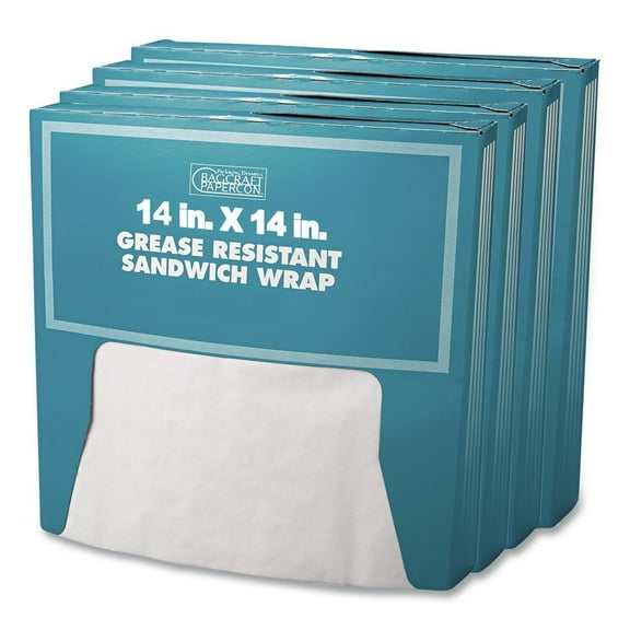 Bagcraft P057014 14 x 14 Grease-Resistant Paper Wraps and Liners - White (4000/Carton)