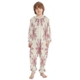 thumbnail image 2 of Soft Big Kids Onesie Pajamas Cozy Loose-Fit Jumpsuits for kids with Pockets for Christmas Lounge & Play Elegant Red Snowflakes Pattern, 2 of 8