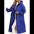 thumbnail image 1 of Chaqueta Cortavientos de Punto con Capucha y Larga para Mujer, de Gran Tamaño, Informal, con Cordón Ajustable en la Cintura y Cremallera. Azul M, 1 of 7