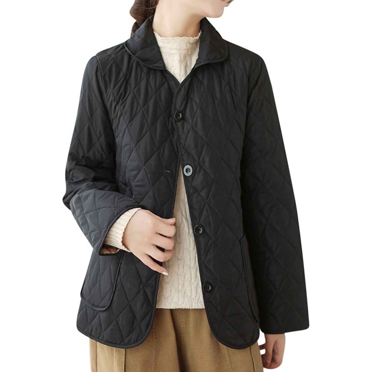 cllios Womens Stand Collar Quilted Jackets Short Padded Coat SLong