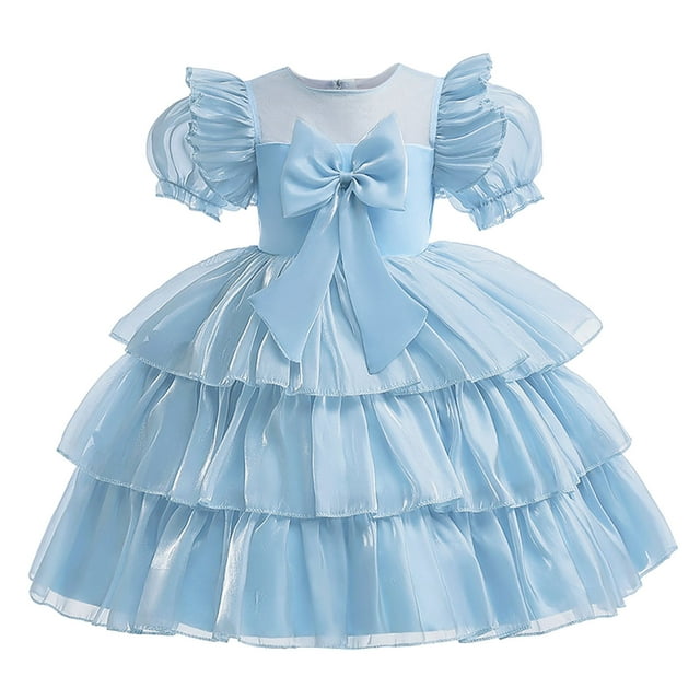 FAIWAD Robe à Manches Bouffantes pour Filles Superposition Mignonne Robes de Fête de Mariage pour Enfants Fille Bébé