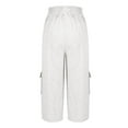 thumbnail image 2 of Womens Workout Capris Loose Fitted New Womens Capris with Pockets Plus Size Cotton Yoga Pants Elastic Waist Loose Fitting Activewear Cropped Pants White L, 2 of 9