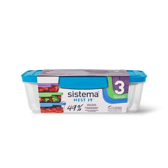 Sistema Nest It Food Storage Containers with Lids, 3 Pack