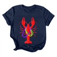 thumbnail image 5 of TSADFHJI T-Shirts en Coton pour Femmes Coupe Ample Mode Décontractée Impression Mardi Col Rond Manches Courtes Tee Tops Tunique Blouse m Marine, 5 of 5
