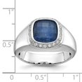 thumbnail image 3 of Auriga Fine Jewelry 10K White Gold Men's Sapphire Doublet Stone and Diamond Complete Ring Size 10, 3 of 4