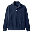 thumbnail image 6 of Fengqque Men’s Classic Quarter Button Stand Collar Sweatshirts Golf Daily office Wear Four Button Placket Long Sleeve Regular Fit Pullover Tops Navy L, 6 of 6