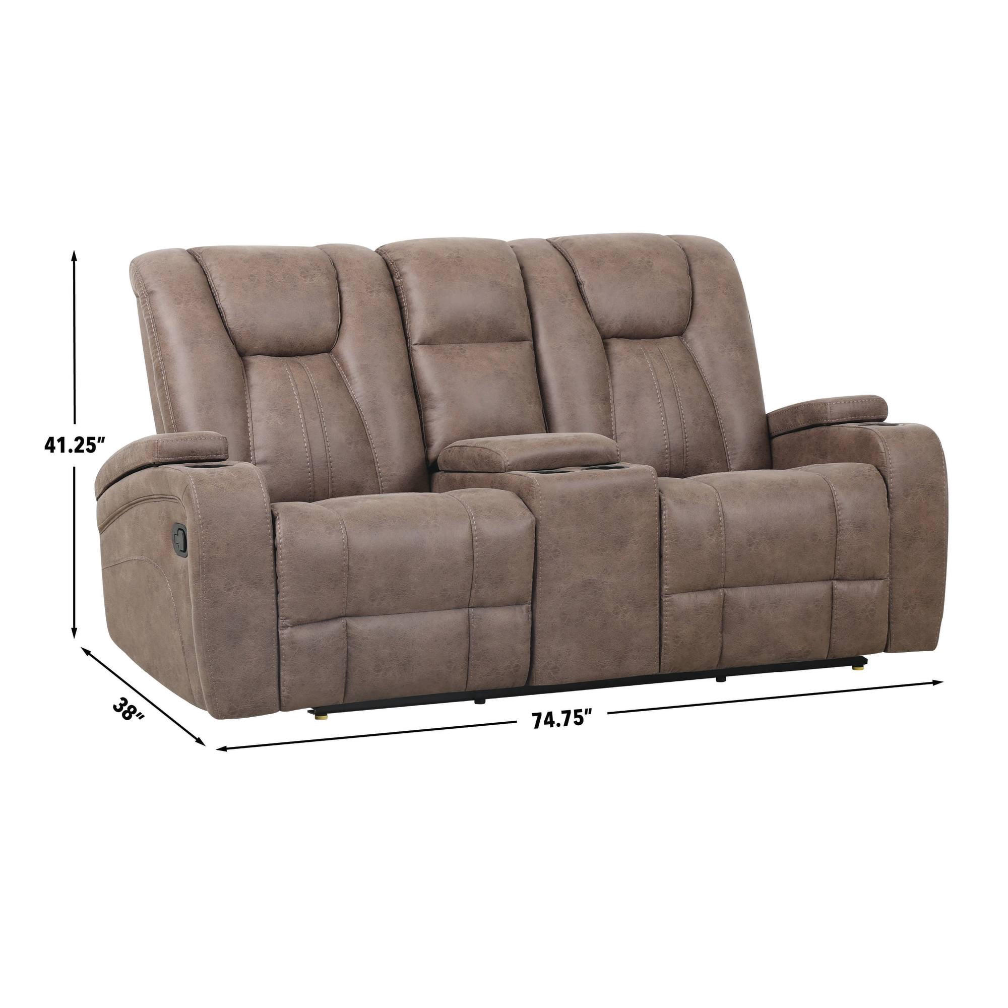 Steve Silver Marlow Sand Faux Suede Manual Reclining Loveseat
