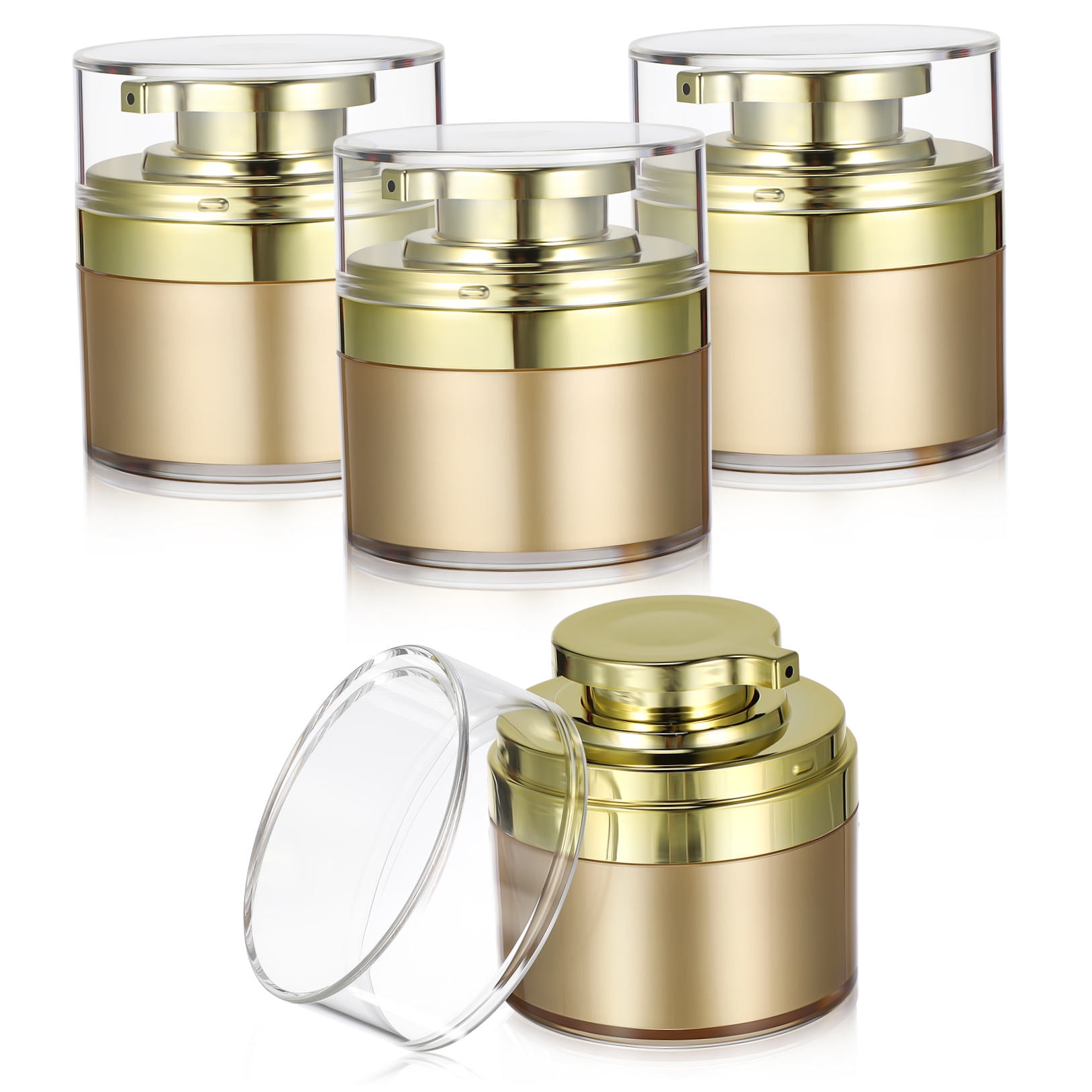 Raindrops 4-Pack 30ml Pump Jars Set, Easy Refill Travel Containers Made of Acrylic for Versatile Use